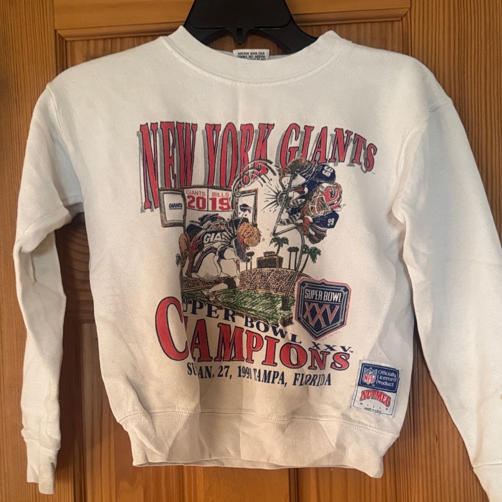 New York Giants White Sweatshirt Super Bowl 1991